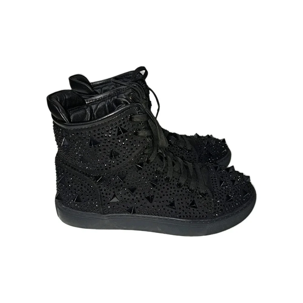Men's J75 by Jump Soros Black High Top Sneakers Sequin Spike Studs Sparkle Sz 8